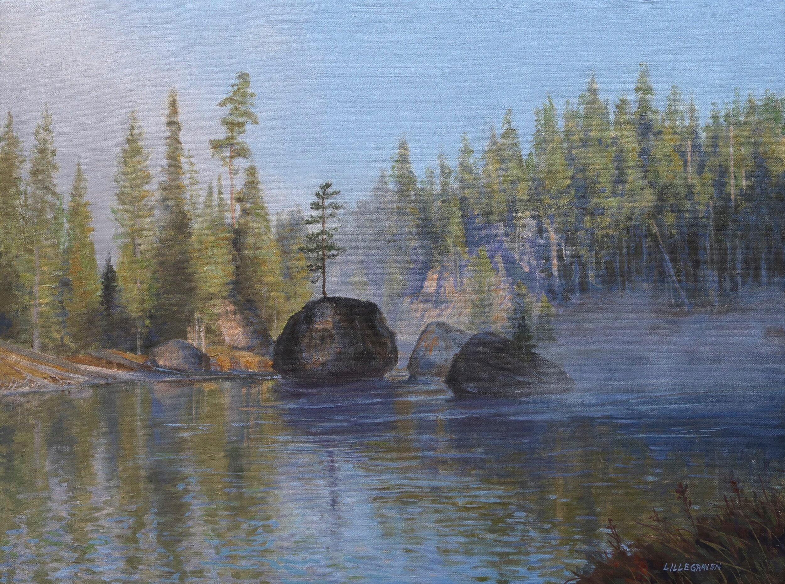 Christmas Tree Rock (2020) Oil on linen 18" x 24" $4100