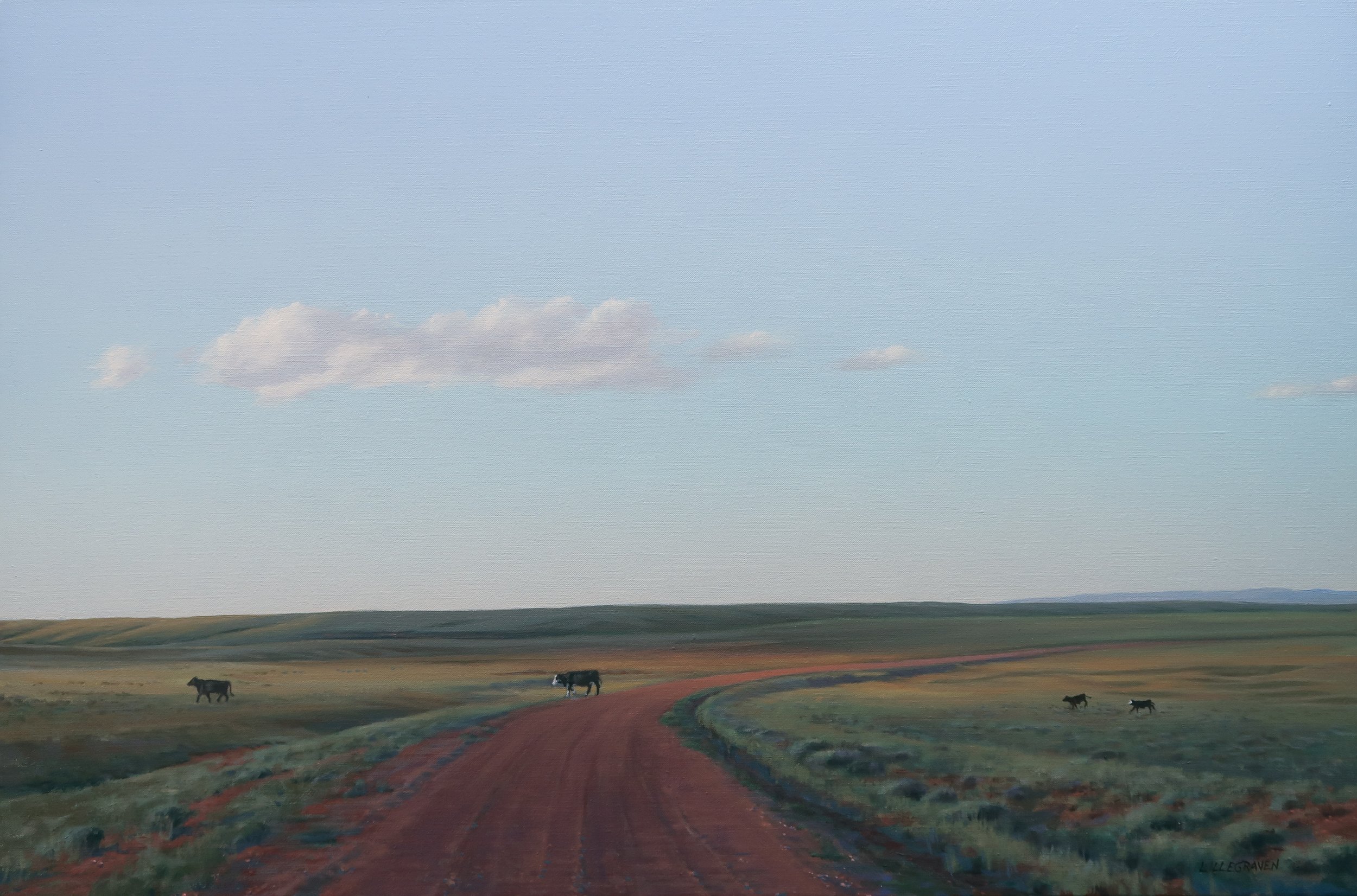 Cows and Calves Near Antelope Creek (2024) Oil on linen 24" x 36" $8600