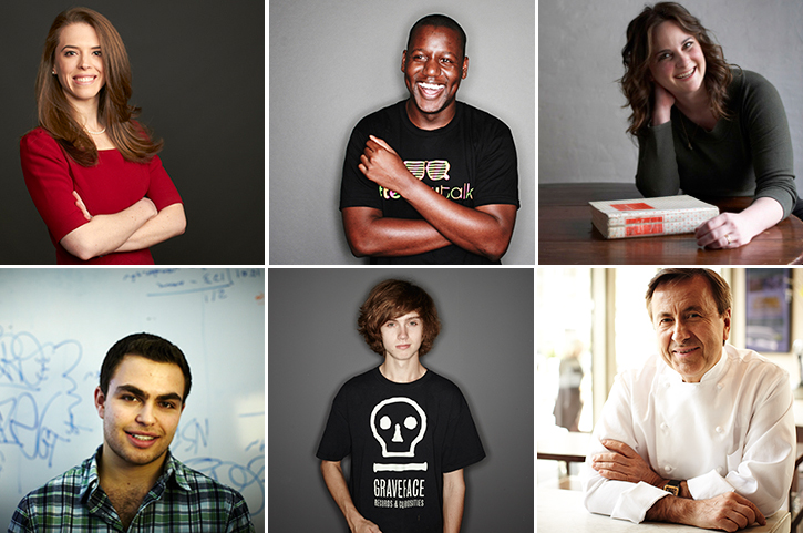 Top: Financial services, Event Tech, Writer. Bottom: Software Developer, Skateboarder, Chef.