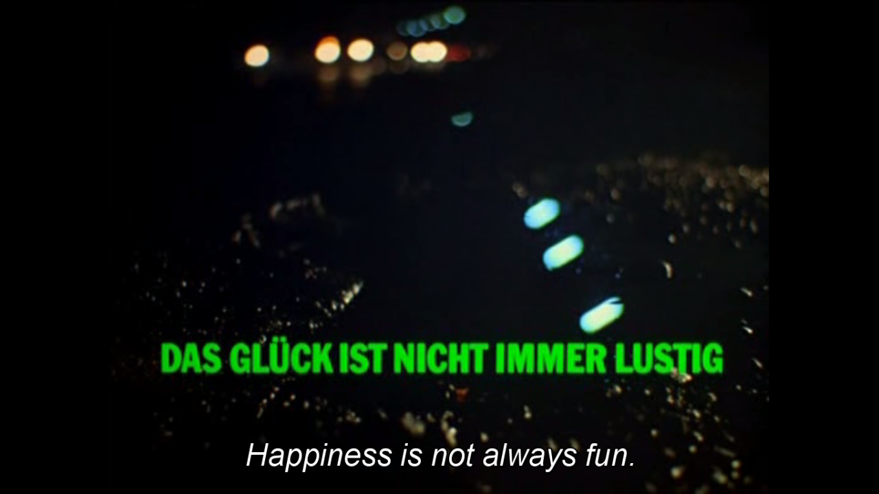 From the opening titles of Ali: Fear Eats the Soul by Rainer Werner Fassbinder Germany / 1974 / 94 min / German, English subtitles