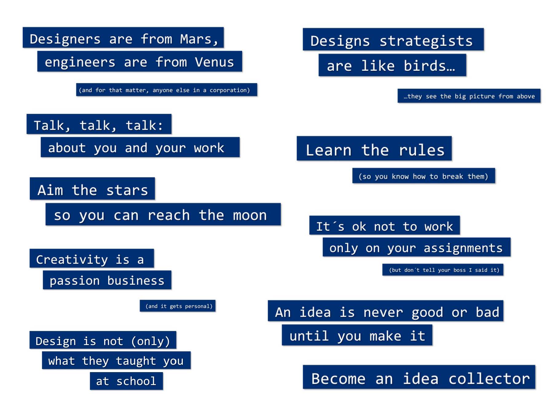 "How to become a design strategist" lecture on establishing and nurturing a Creative Strategy competence within corporations