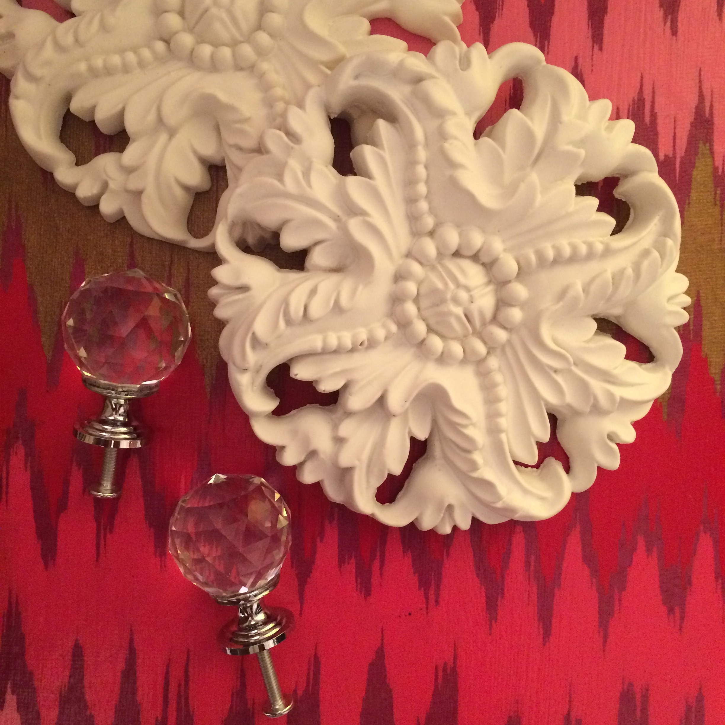 I re-used my clients knobs & paired them with these ceiling medallions. Click to buy here .