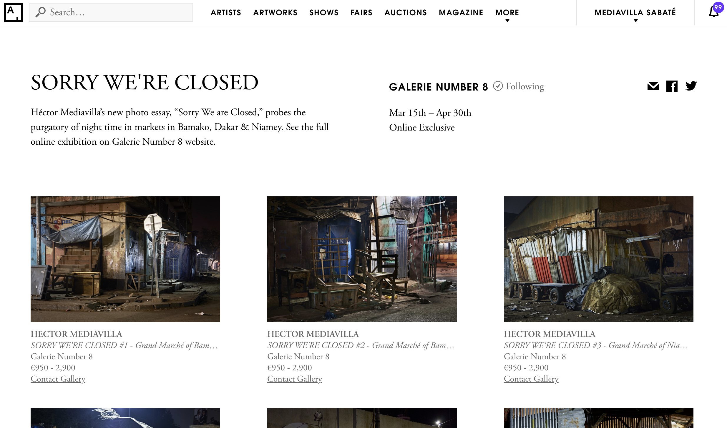 Sorry We Re Closed Exhibition On Artsy Hector Mediavilla