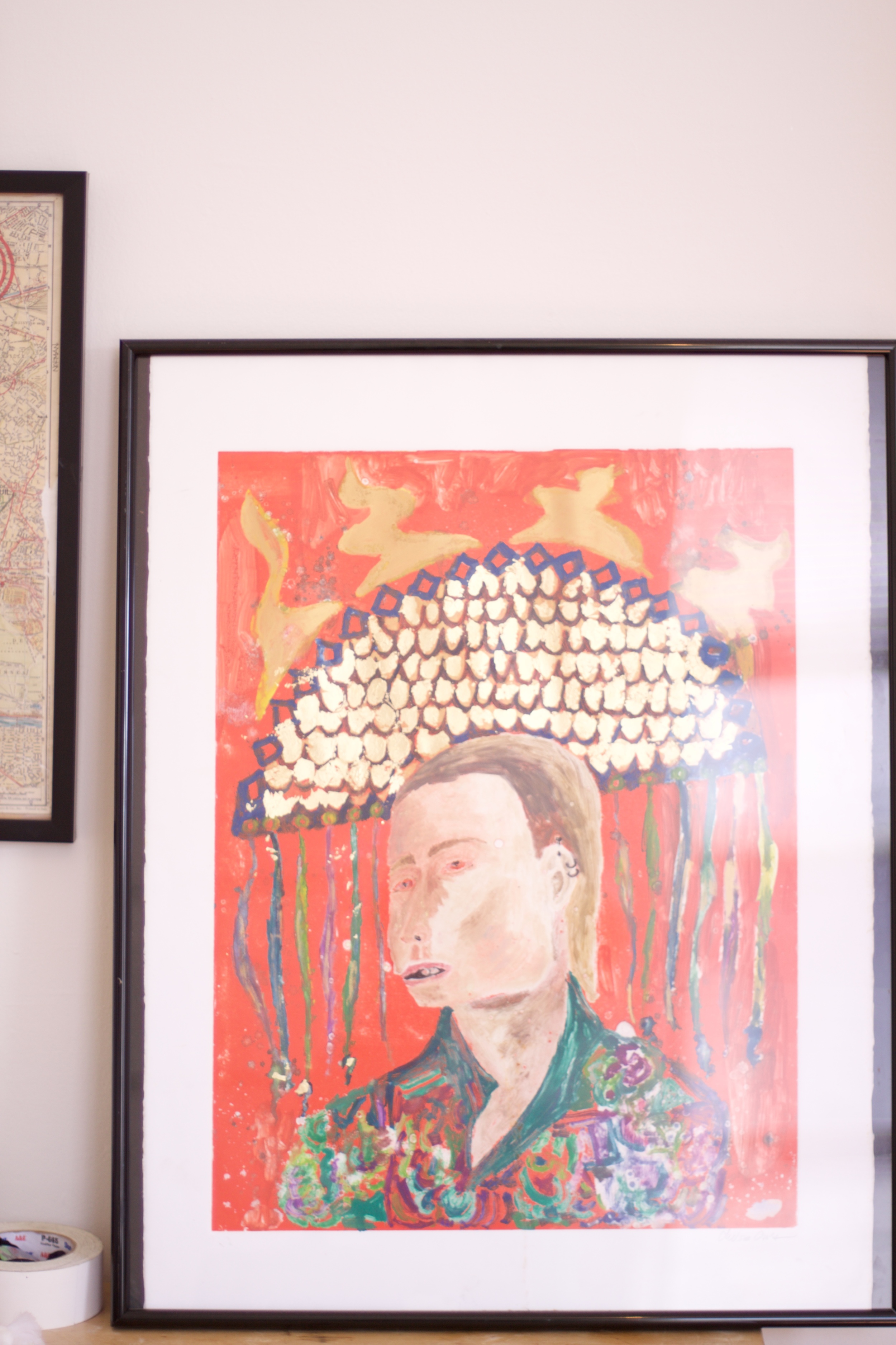 Golden headdress Monotype print