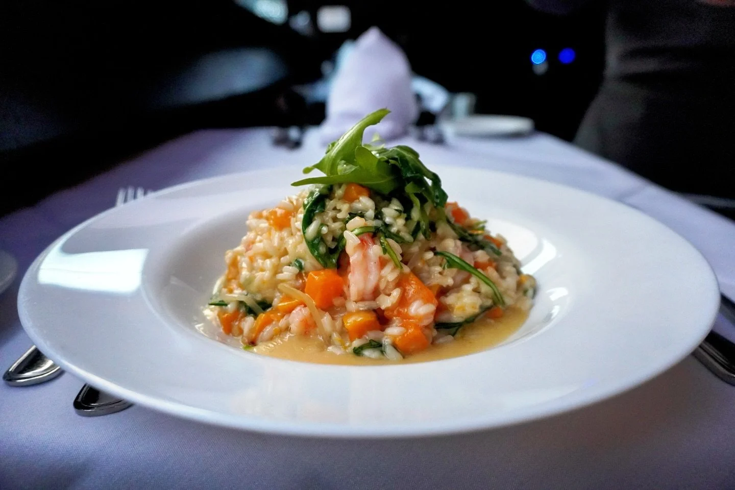 Risotto : shrimp, shallots, arugula, butternut squash, mascarpone cheese 🩷 omg! 

Take a bite 
don&rsquo;t be shy.
Don&rsquo;t be shy about making a reservation and booking a table.

#risotto #italianfoodporn #westchesternyrestaurants #nydining