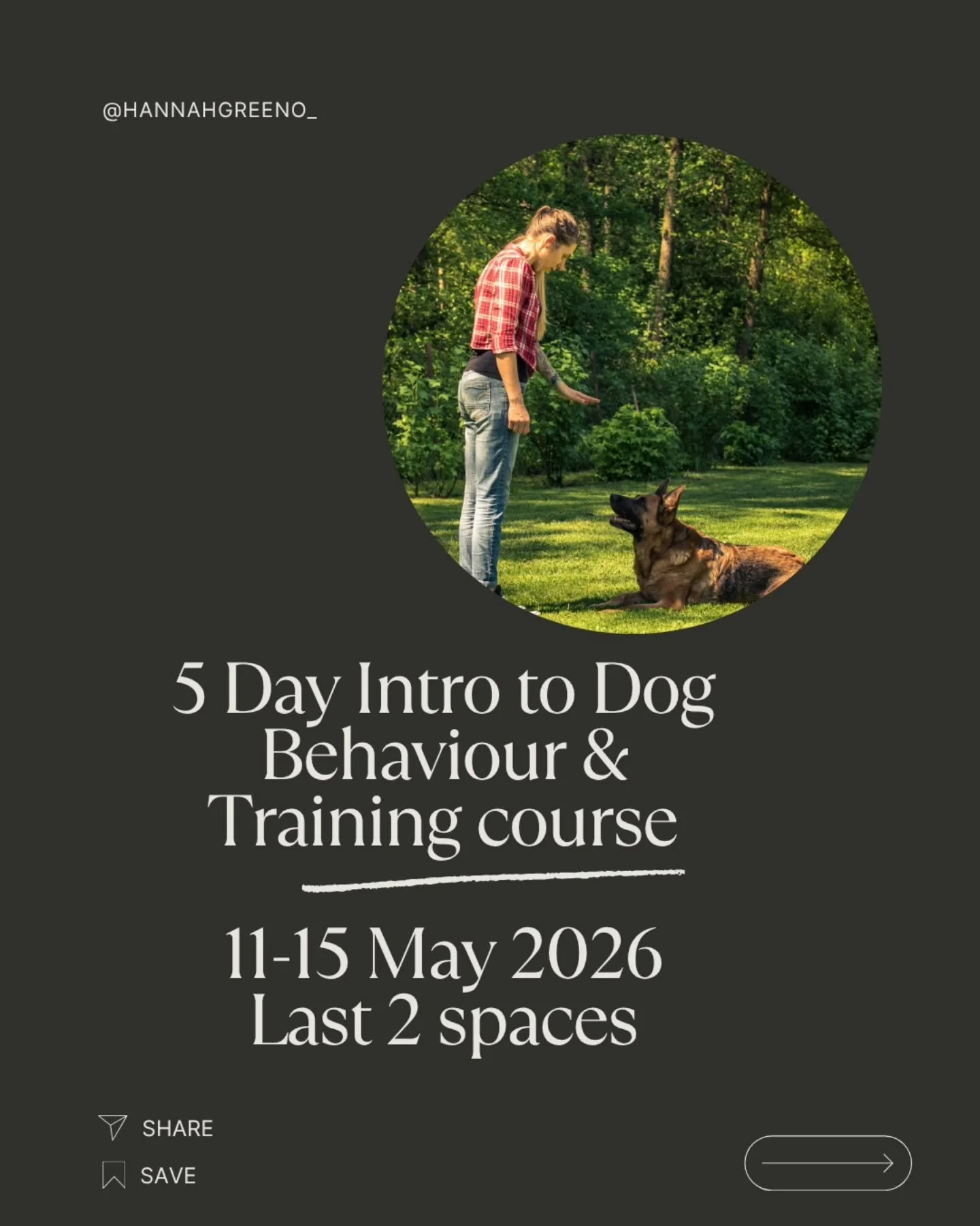 Calling in my last 2 spontaneous course participants for the Intro to Dog Behaviour &amp; Training I am running in Portugal next week!

Is it you and your friend?!

You can fly to Lisbon or Porto, DM me 'COURSE' for details!

#dogtrainingcourse #dogt
