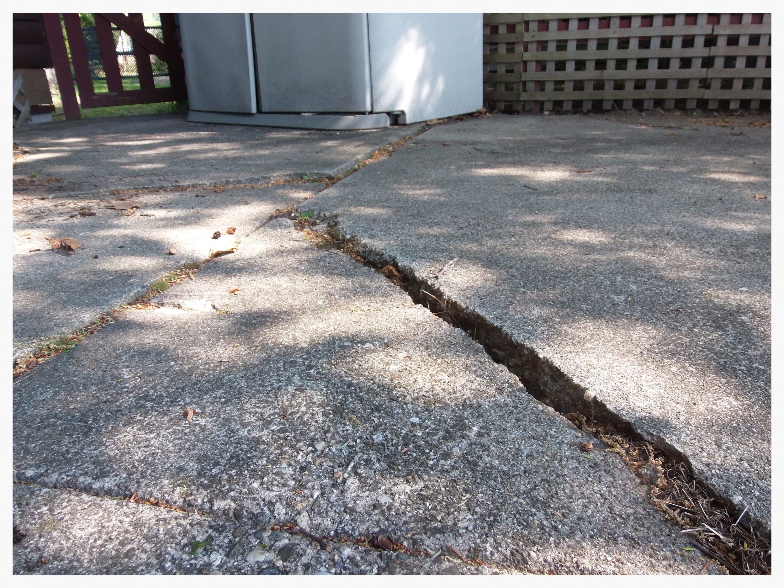 Cracked and sinking concrete patio, Swanzey, NH