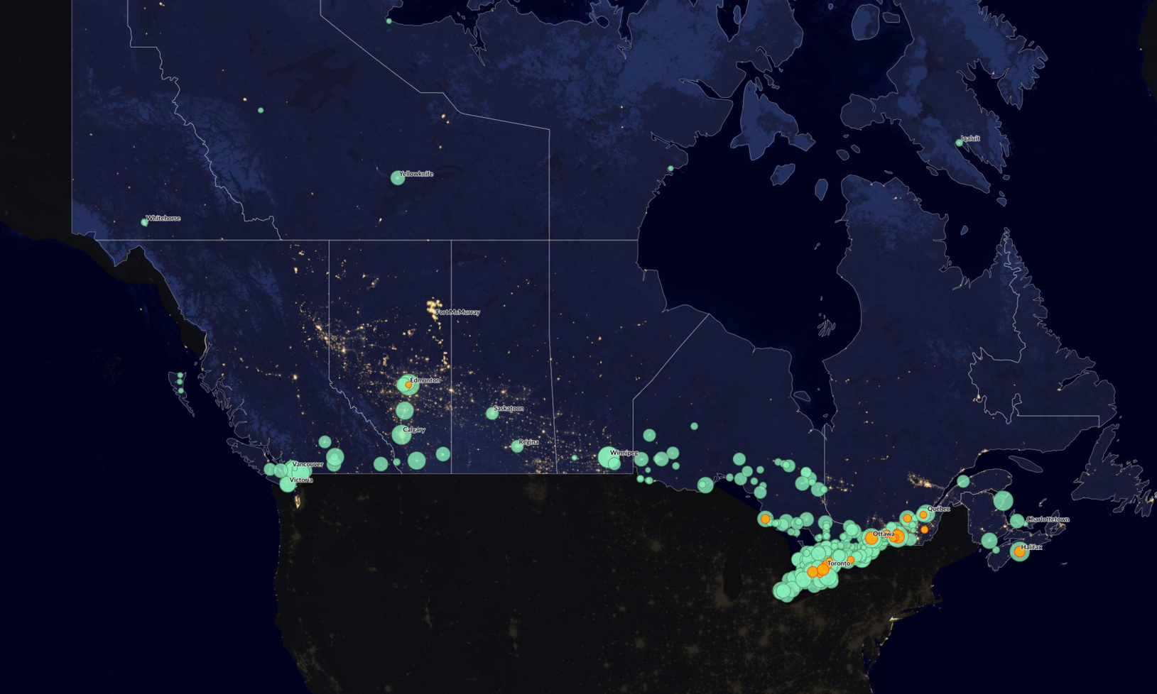 NATIONAL LED & CONNECTED STREETLIGHT MAP This LSNetwork map displays projects across Canada where LED streetlight conversions and streetlight control systems have been completed, are being installed or have been approved for installation. Published 2017