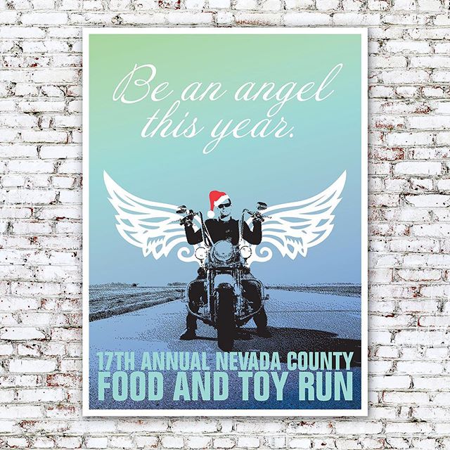 FOOD &amp; TOY RUN PROMOTIONS &ndash; Bikers helping kids. This pro bono project helps to bring happiness to many deserving children each year. The posters were designed to build awareness and recruit bikers throughout Nevada County, CA to bring unwr