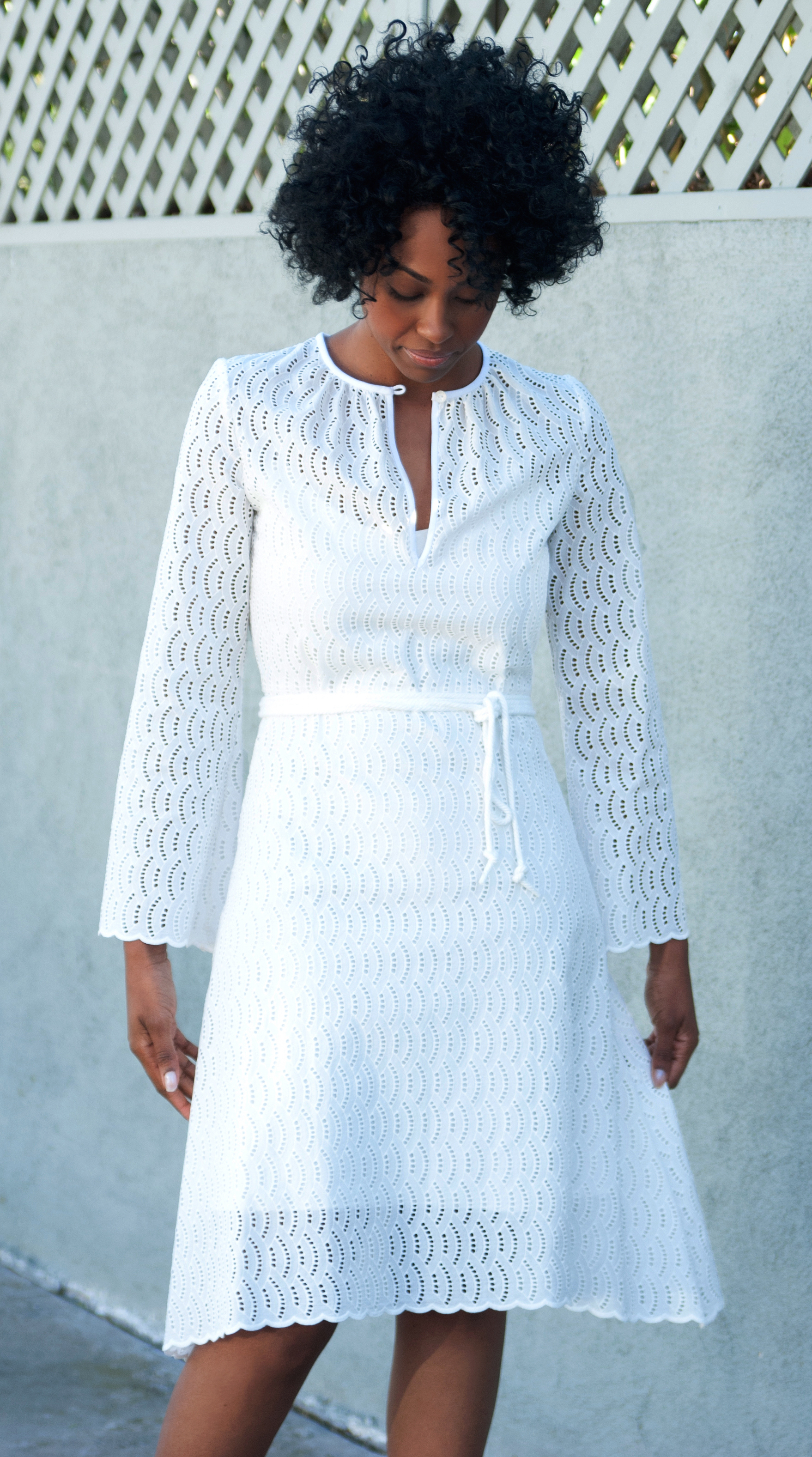White Midi Dress with Sleeves