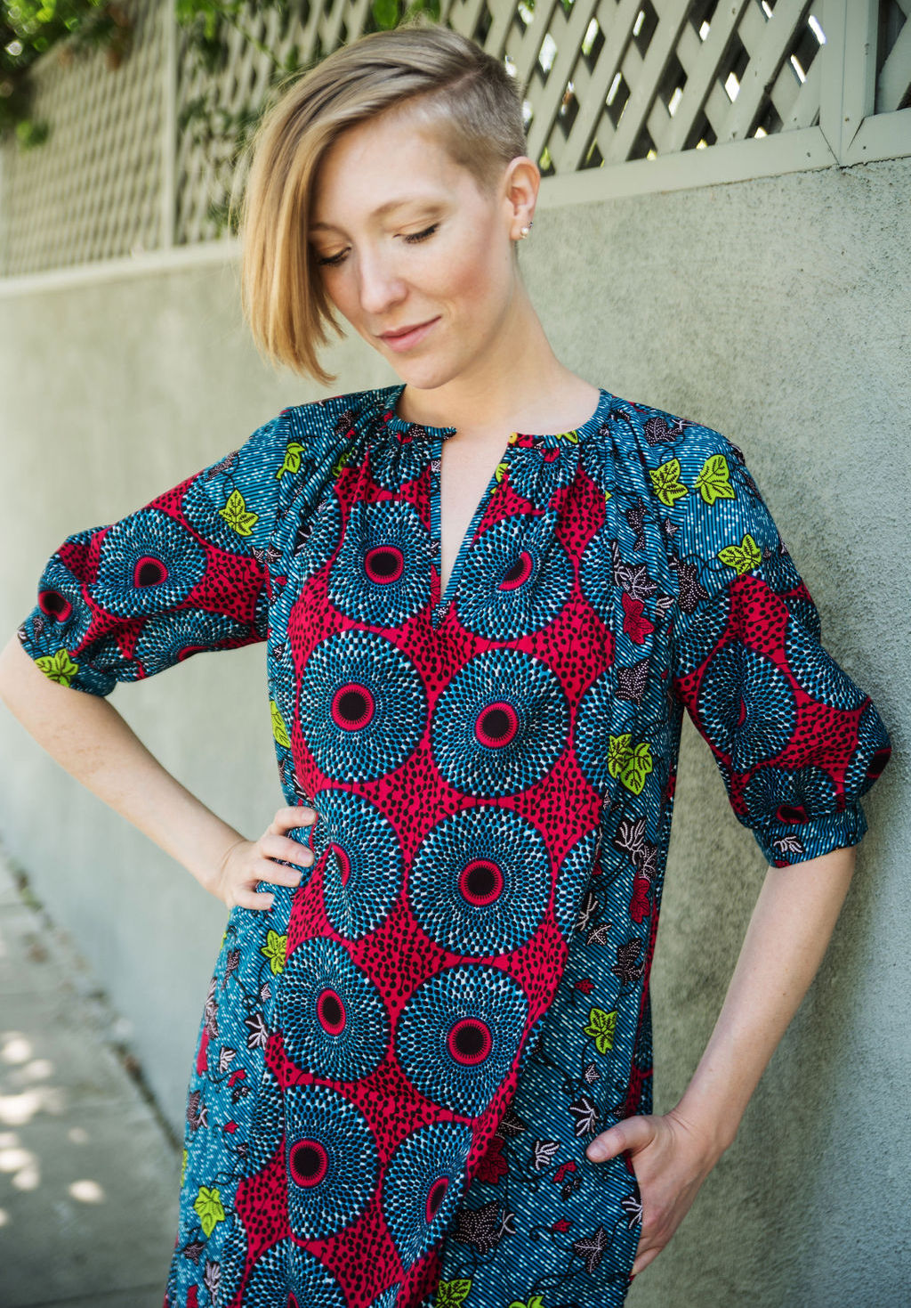 Caftan Dress with Pockets in African Print