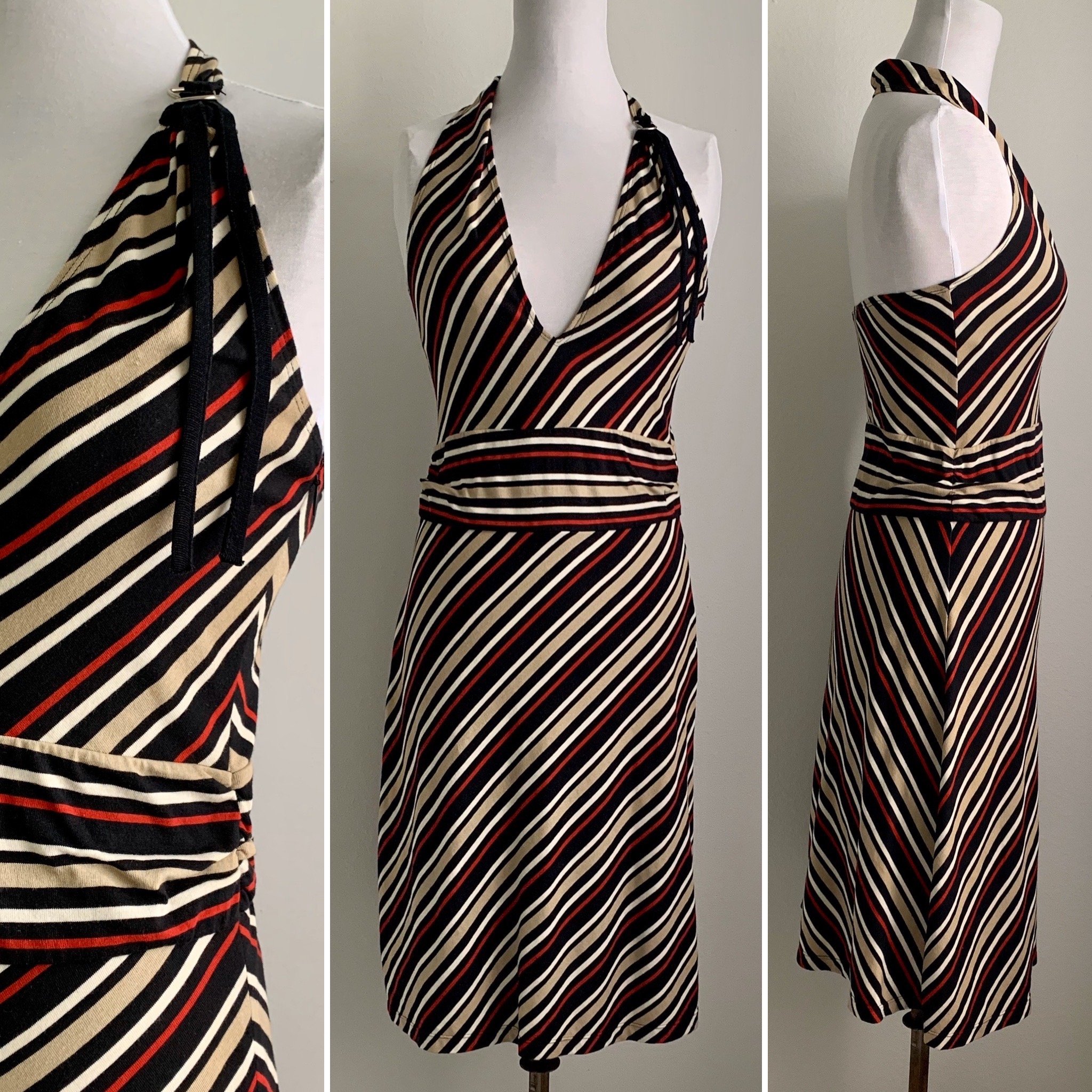 Striped Halter Dress in Cotton Jersey