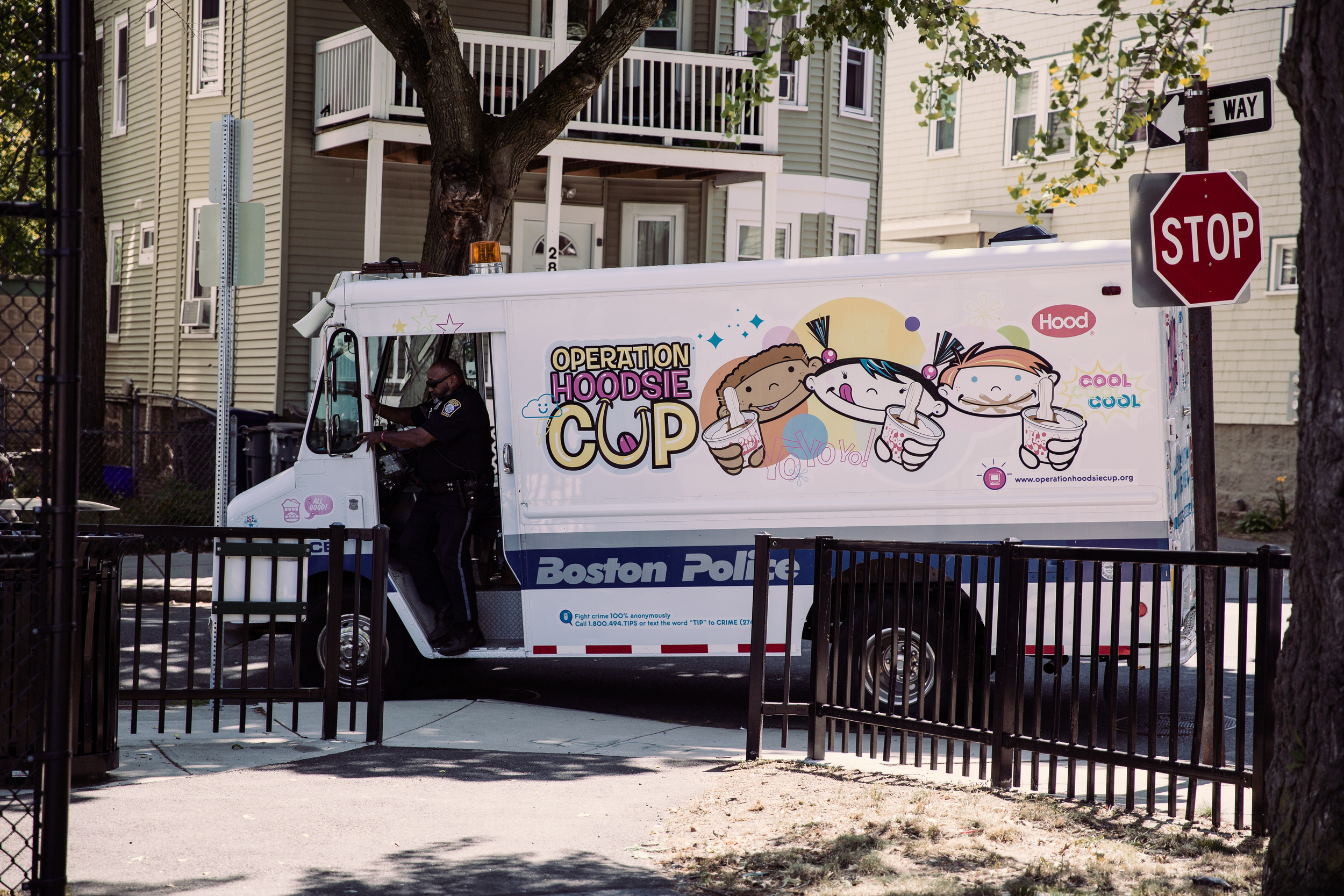 Operation Hoodsie Cut. A Boston Police Department initiative where they drive abound the city in and ice cream truck handing out free Hoodsies to the kids. During an interview with the police officer driving, he said that while we see communities around the country clashing with the police "we don't have that here."