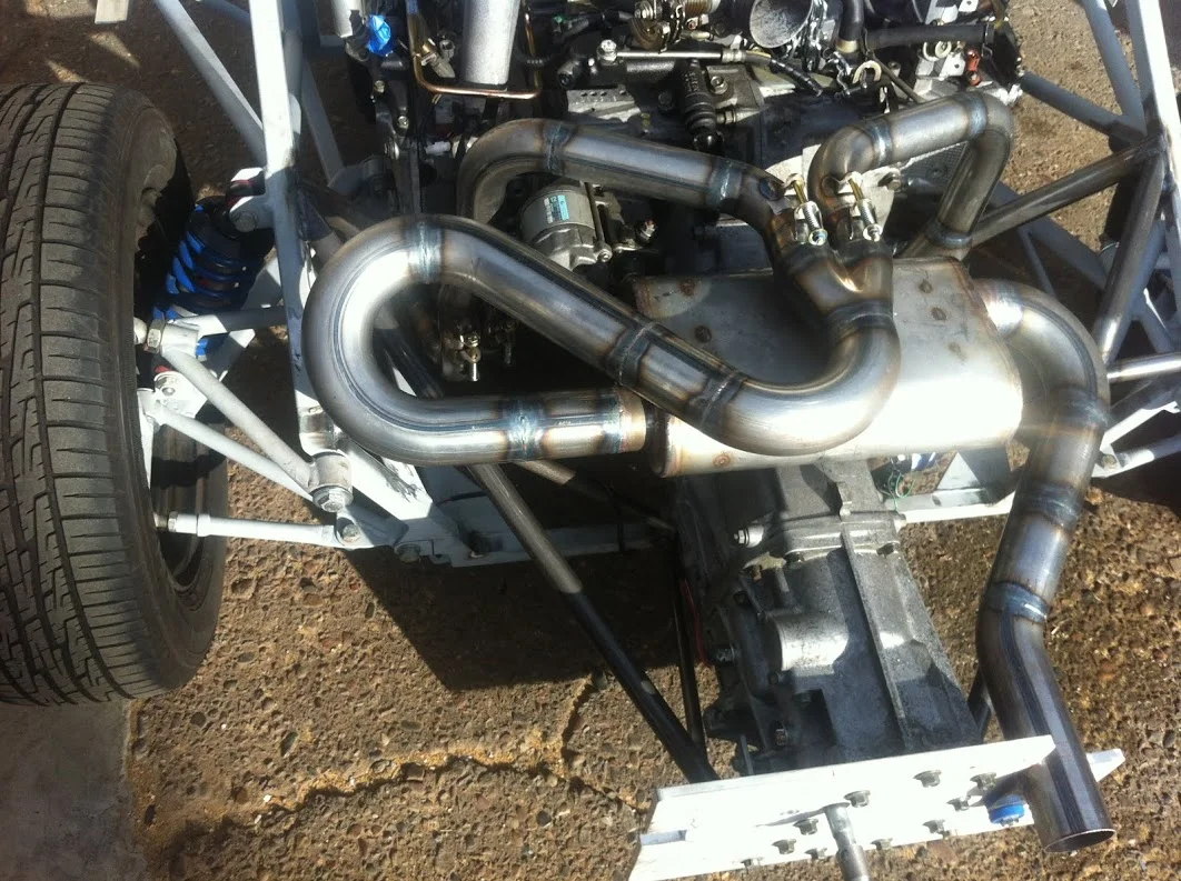 Tig welded mild steel exhaust with stainless muffler