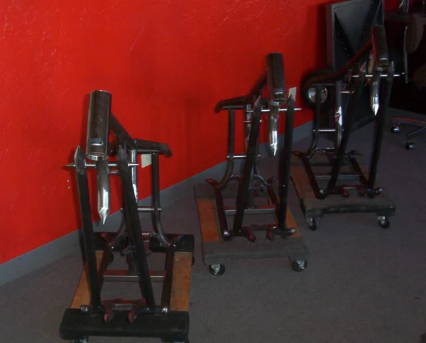 Harley frames awaiting assembly