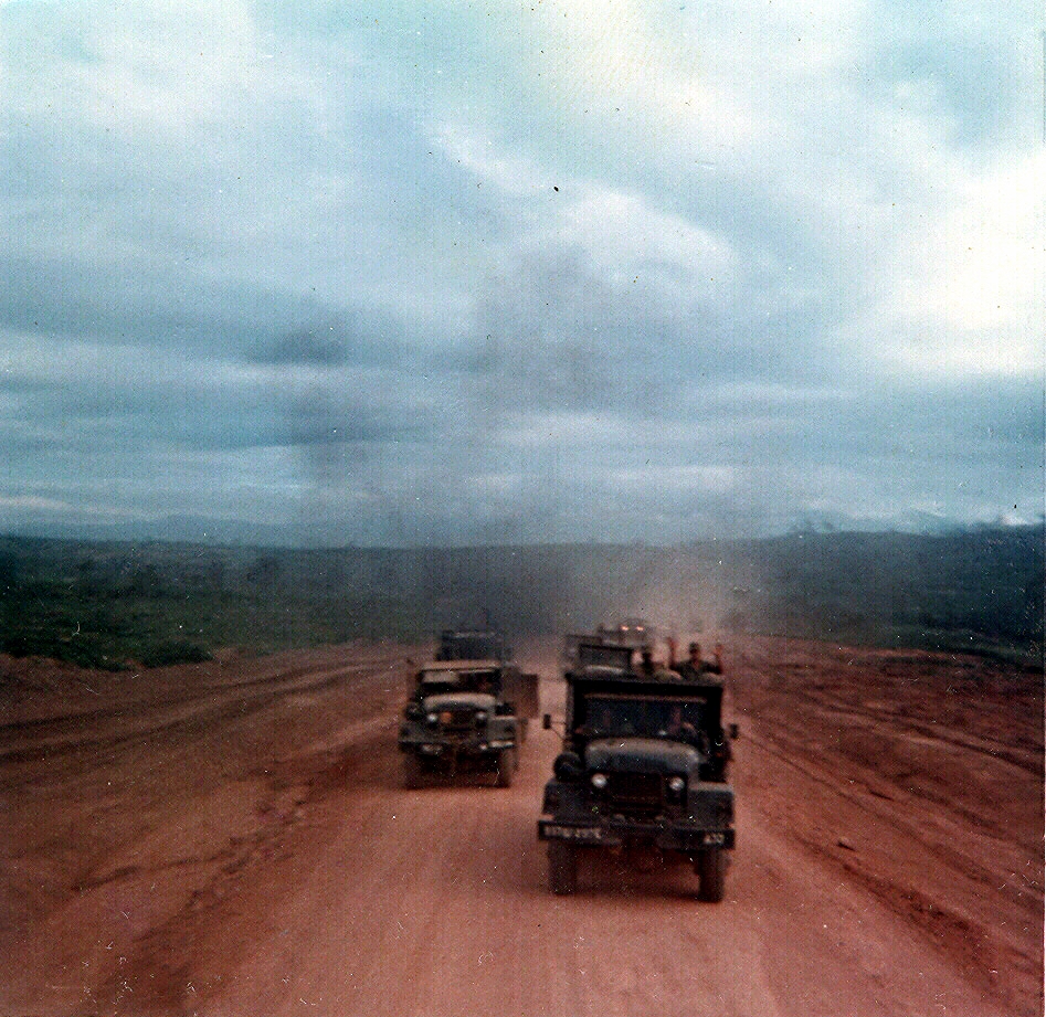 Highway 14 convoy, south of Dak To firebase, 1969.