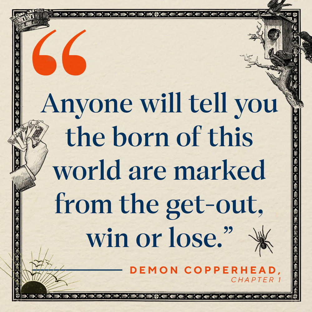 Demon Copperhead book quote graphic
