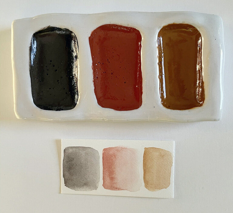 handmade watercolor paint in porcelain palette — misty mawn