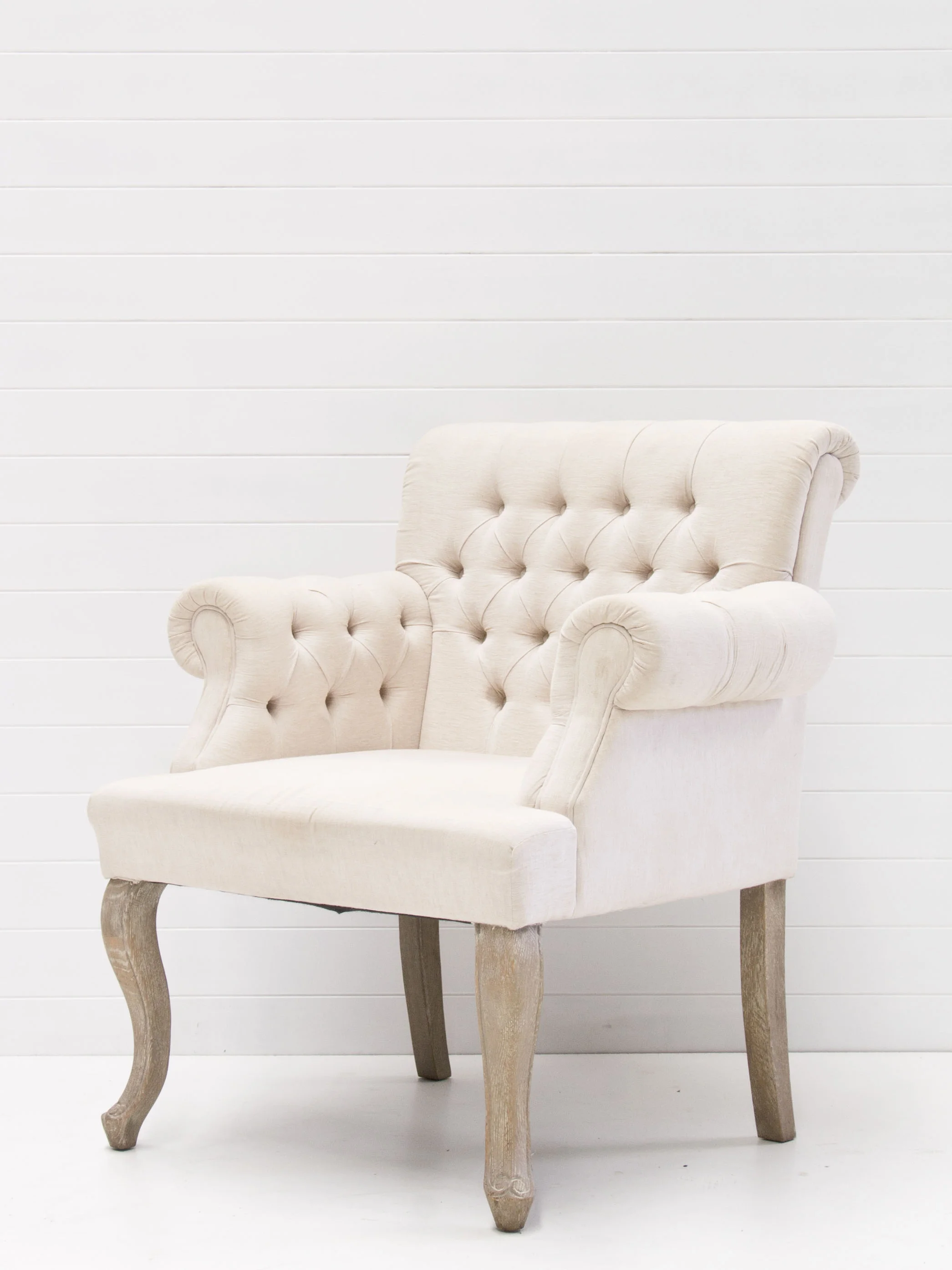 french linen tufted armchairs — Little Gray Station Wedding Styling