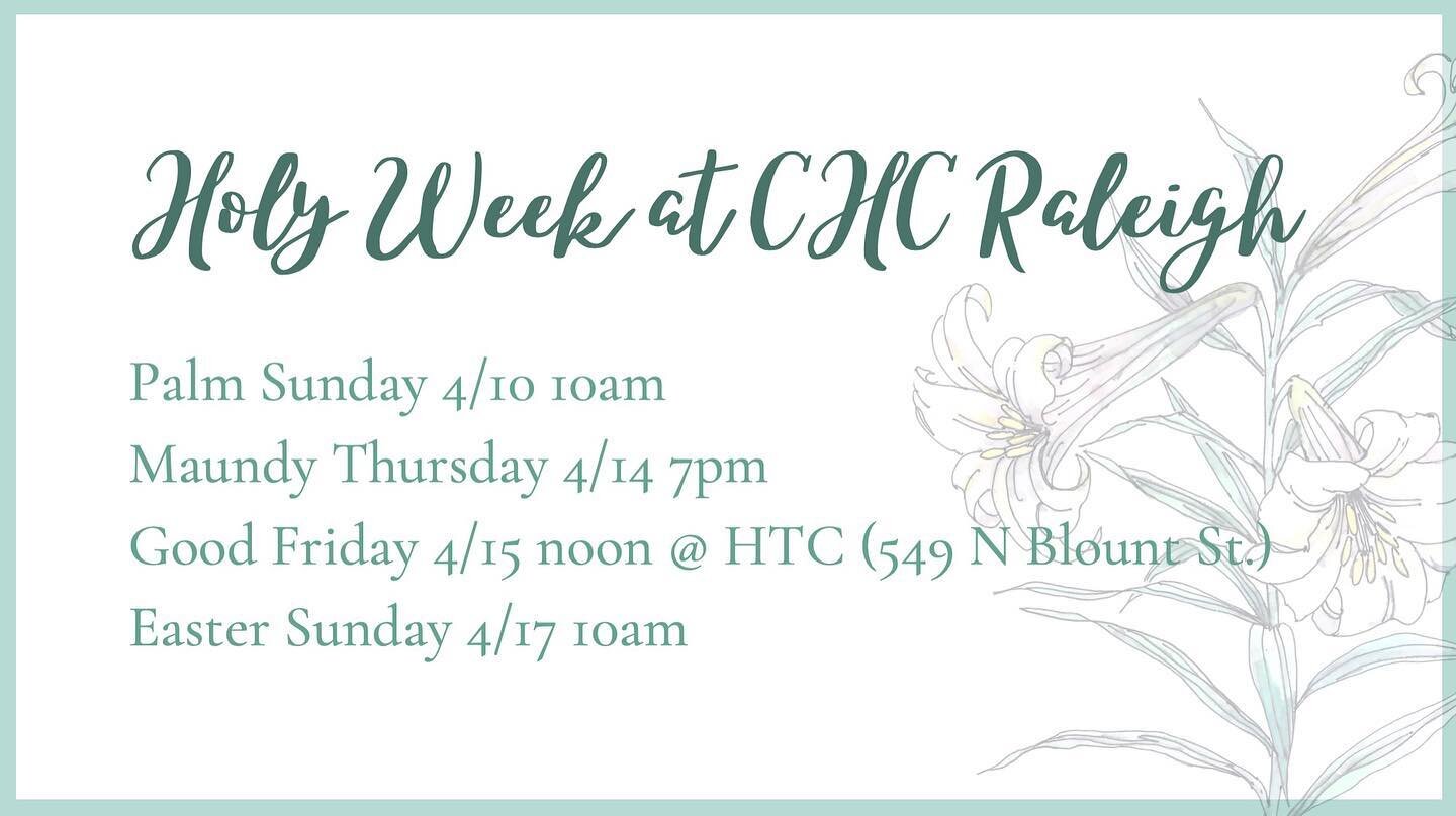 You&rsquo;re invited! Join us as we begin Holy Week on Palm Sunday 4/10 @ 10am 🌿 #holyweek #raleigh #worship #easter