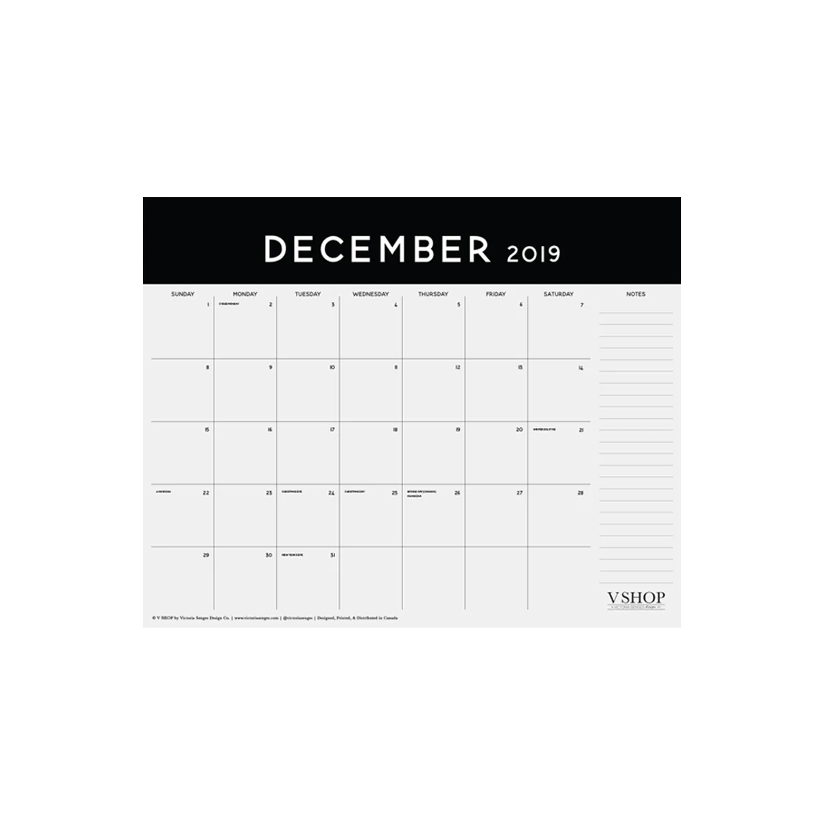 2019 Calendar | Modern Wall Calendar for 2019