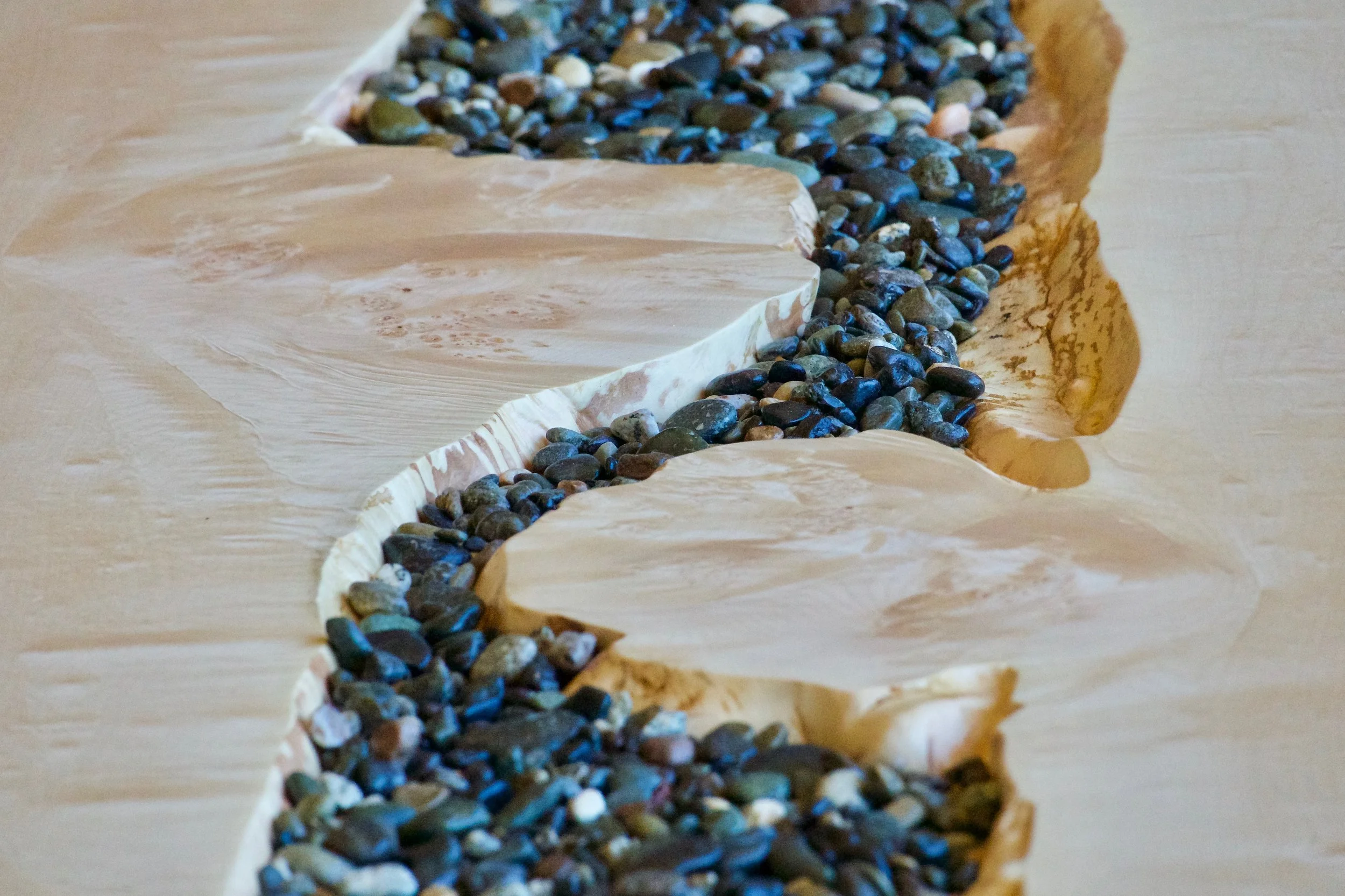 maple and sea stone coffee table detail
