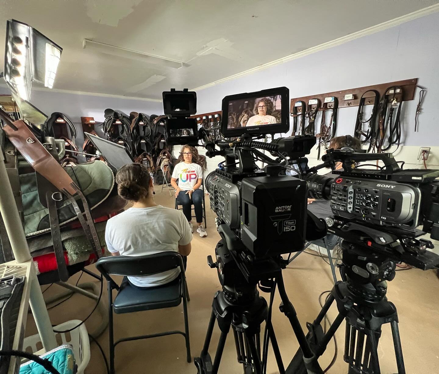 Multicam shoot for Comcast in a tight space. #houston #houstonfilmcrew #sonyfx9 #quasarscience