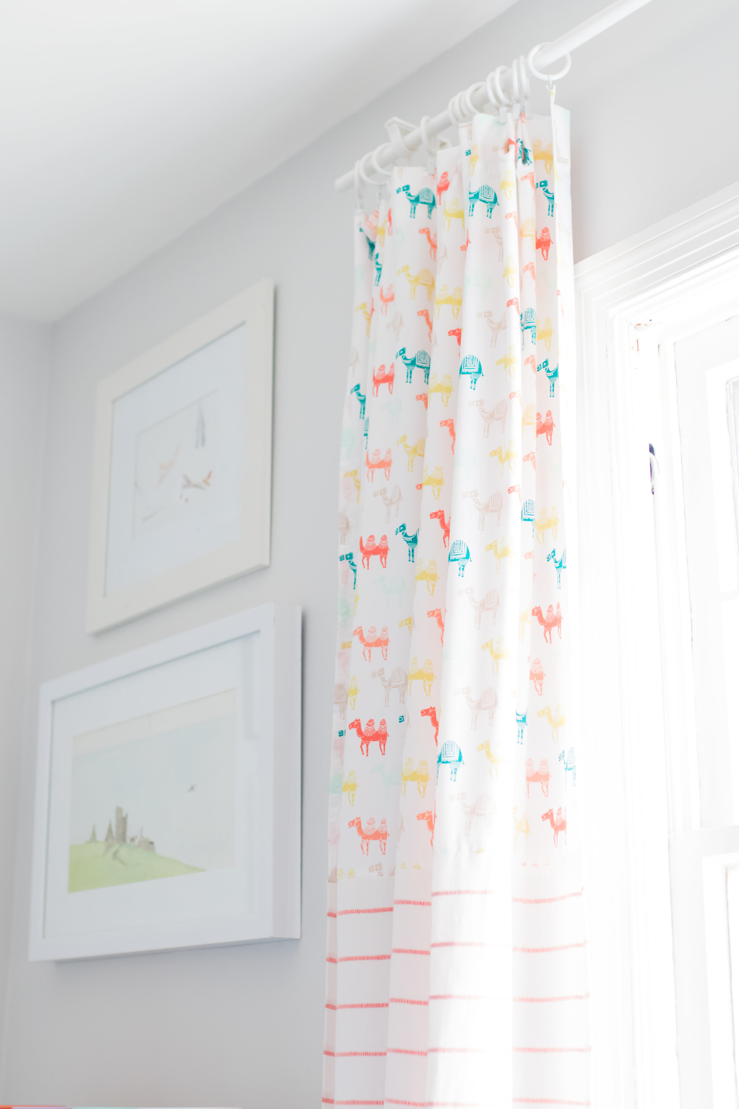 I made these curtains... it took all day! I used fabric from Target sheets and Ikea bed throws. 