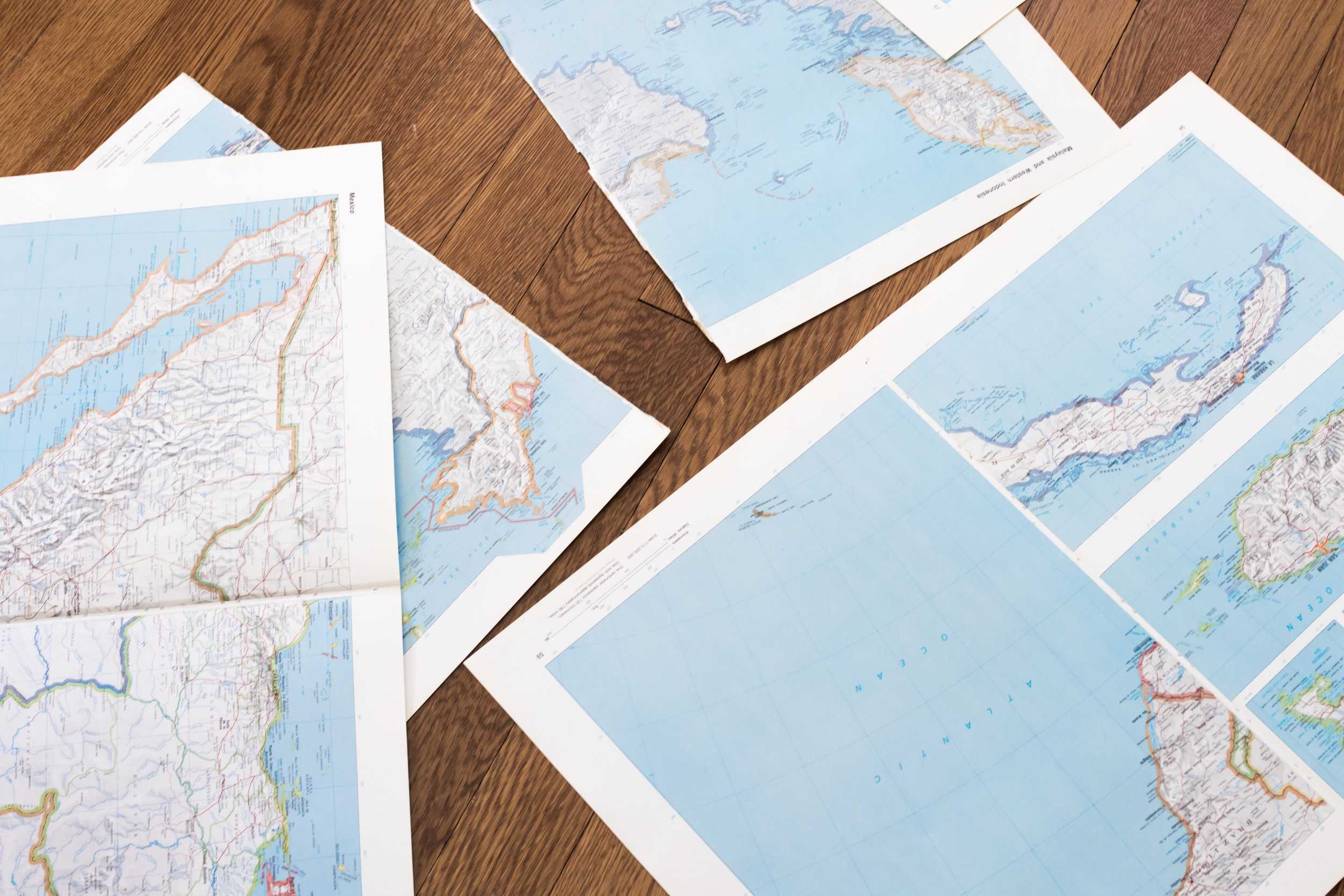 Vintage map pages from an atlas. 