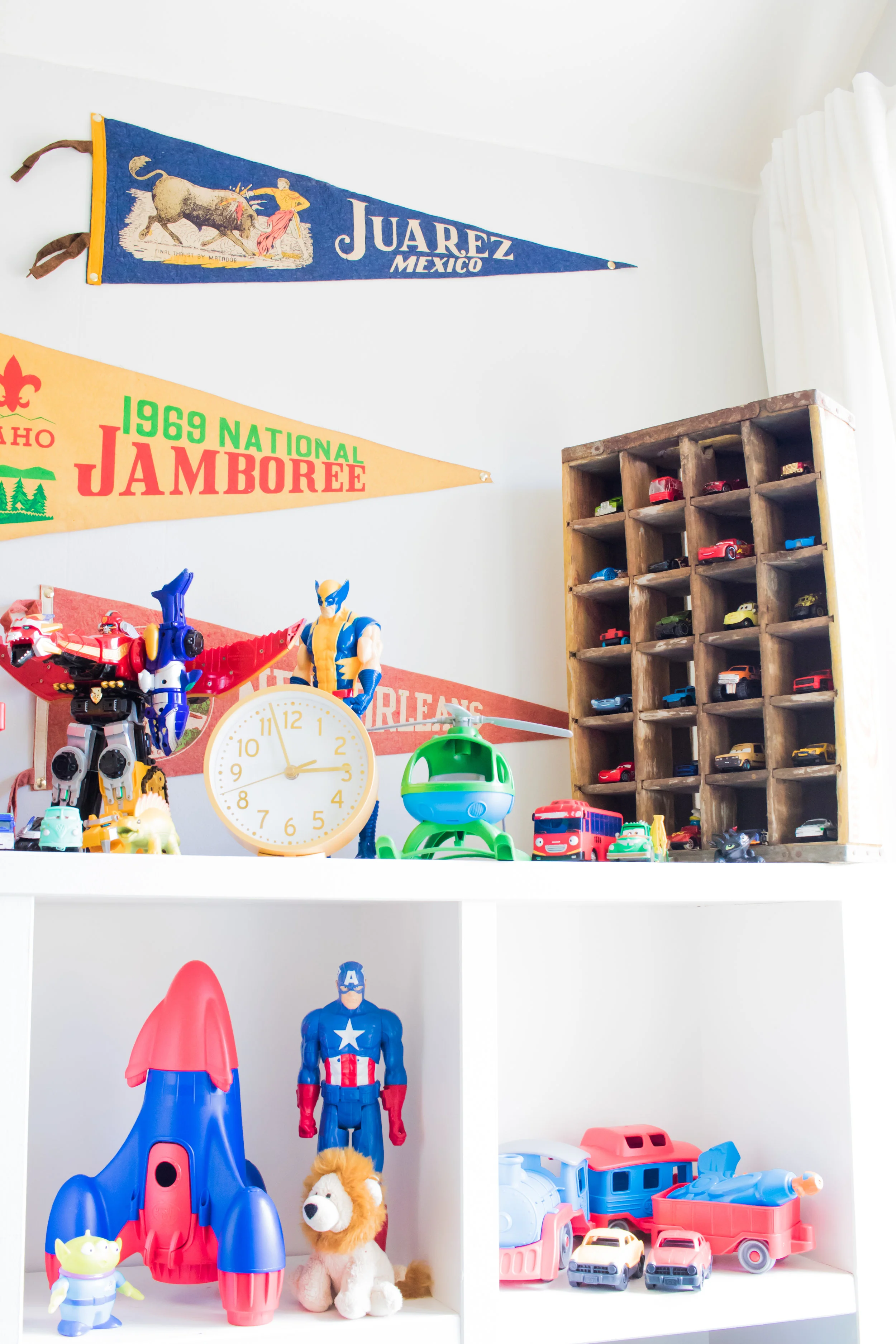 He did like how all his little toys were displayed. So many little cars... 