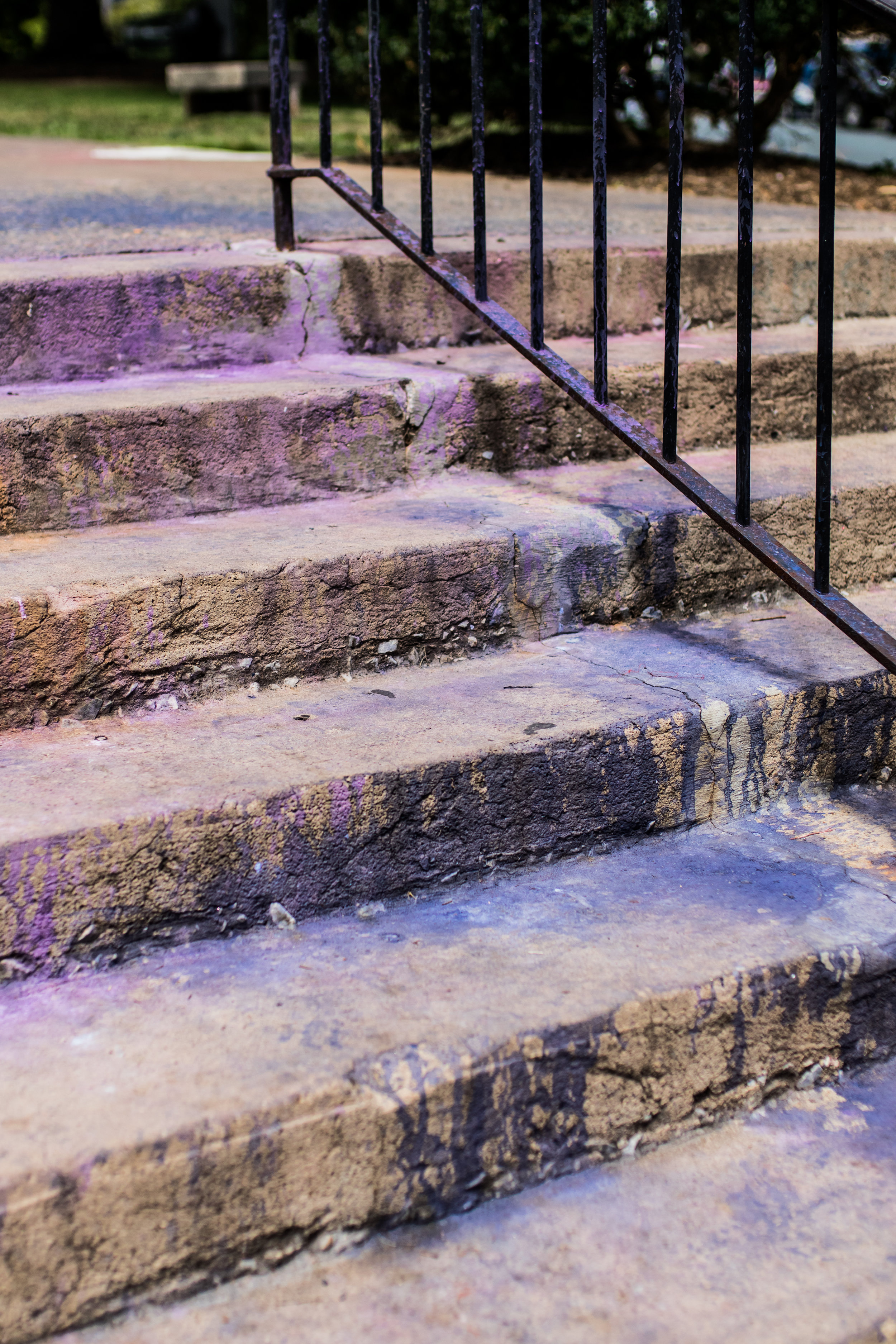  Steps leading to Emancipation Park - ironically covered in purple because of residue from smoke grenades.&nbsp; 
