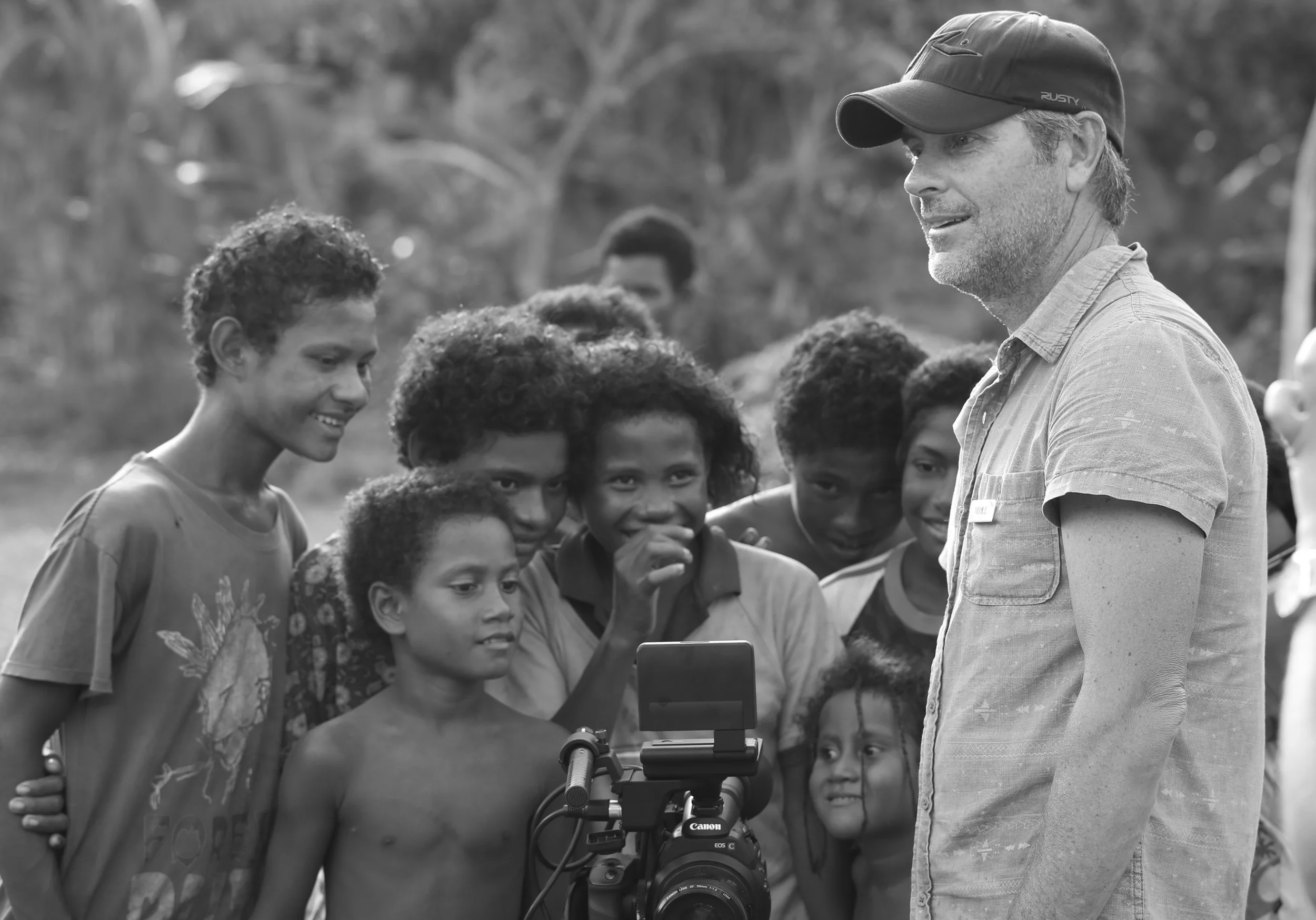 Mike entertaining the locals with his footage.