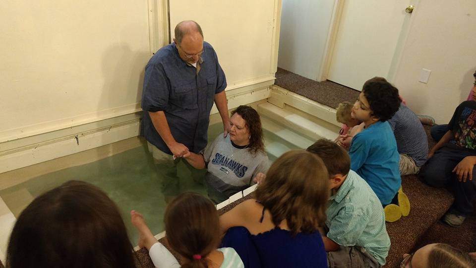 We practice "believer's baptism" where the individual makes their own conscious choice for baptism and a commitment to follow Jesus and be part of the church family. Pictured here is Alicia.