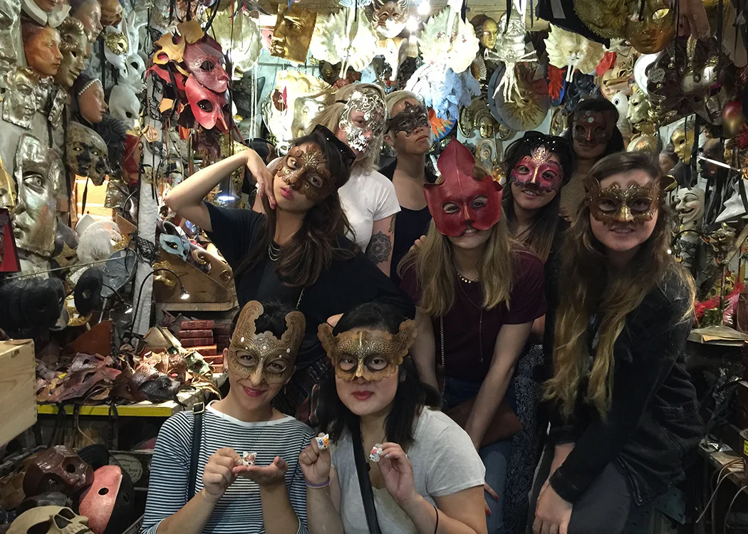 Next was Florence where in addition to lots of history and art, we had two days of mask making workshop. Here we were getting inspiration from the Masks of Agostino Dessi's shop. 