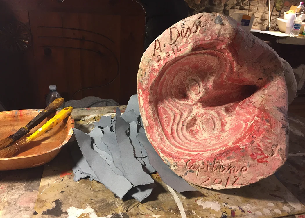 This is the mask I worked on, a bird-like face.