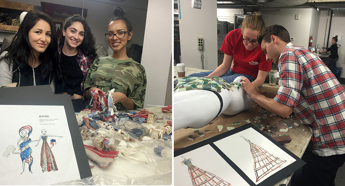 Visual Communications students working on their installations.