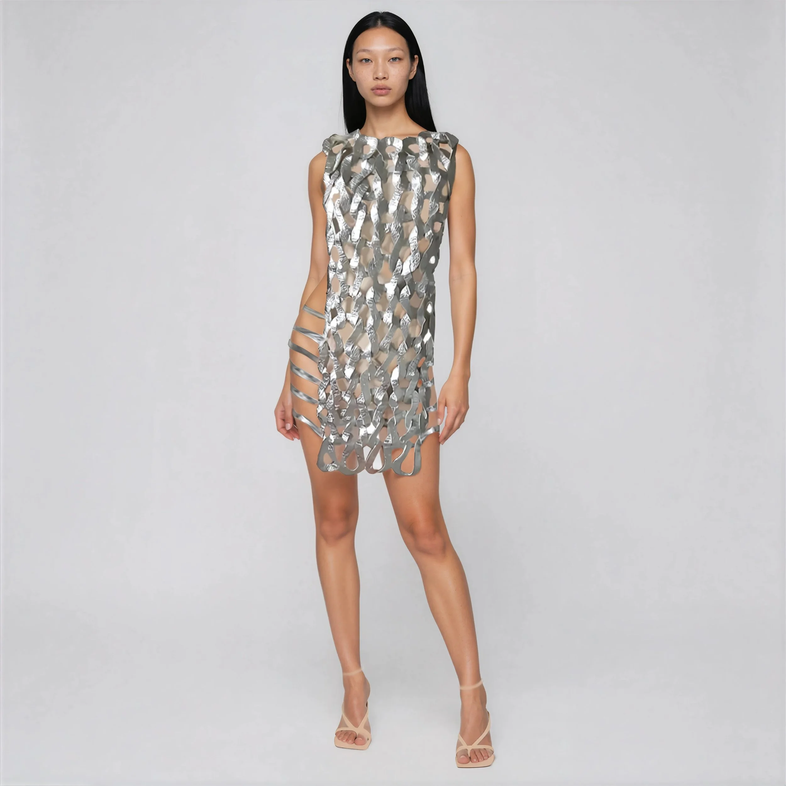 Silver Pinatex dress Lighter Whiter Model (1)-Aiko-Studio.jpeg