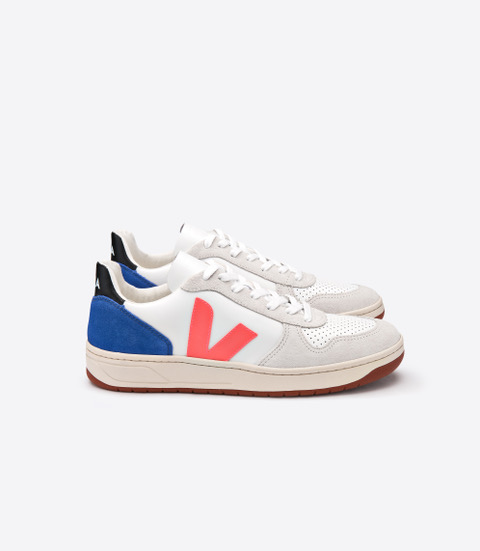 VEJA_V-10_LEATHER_EXTRA WHITE_ORANGE FLUO_INDIGO_LATERAL.jpeg