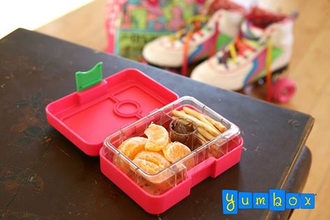 Yumbox Mini Snack Cherie Pink with Roller Skates
