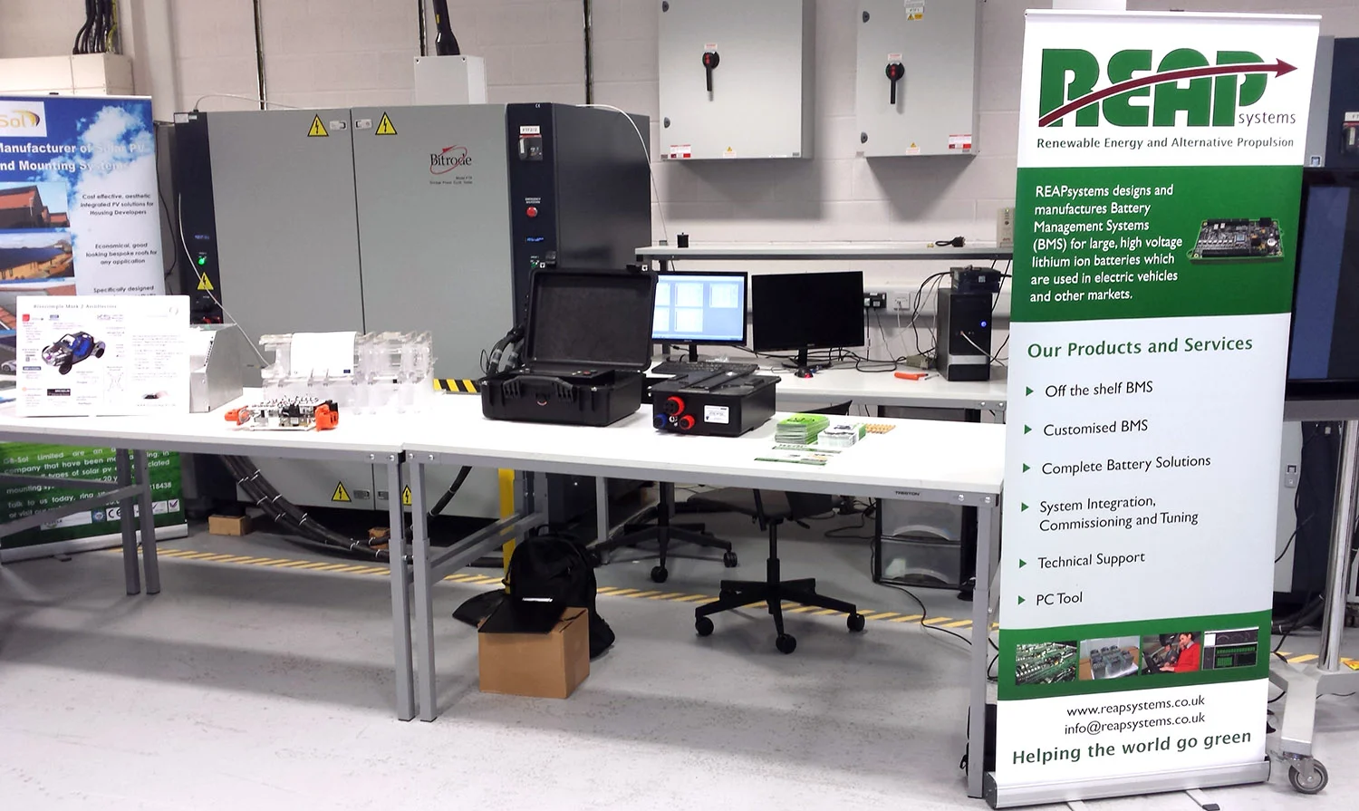 REAP’s Torpedo Seal battery and Torpedo Seal charger were on display in the exhibition area