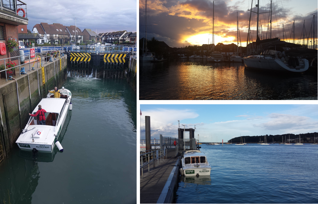 Navigating a few locks in Hythe and enjoying the beautiful sunset!