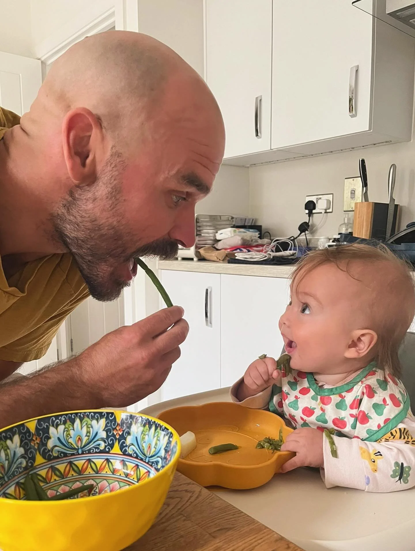 Sharing our first ever green beans. 
This whole being a dad thing is awesome. 
🫶🫶
