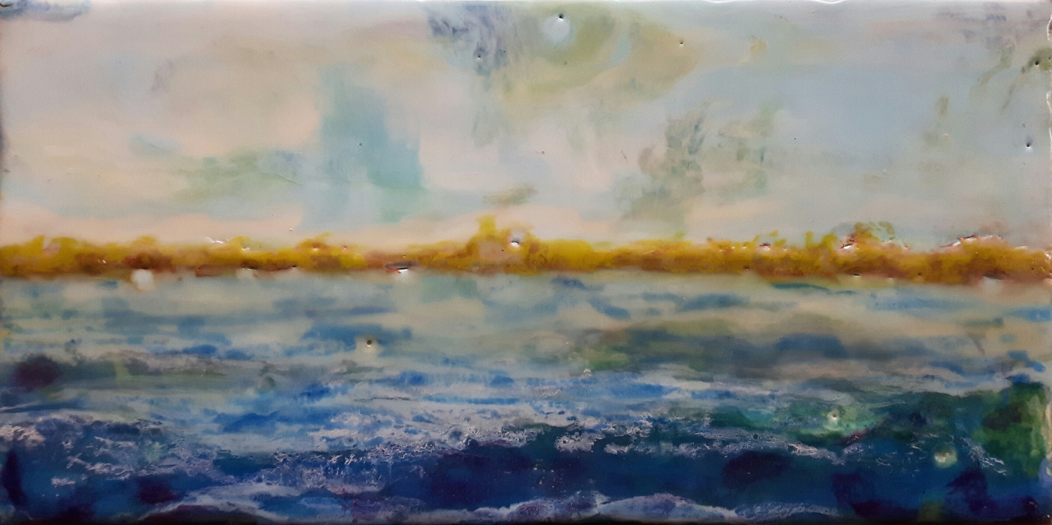 Across the Bay - 5x9 - encaustic