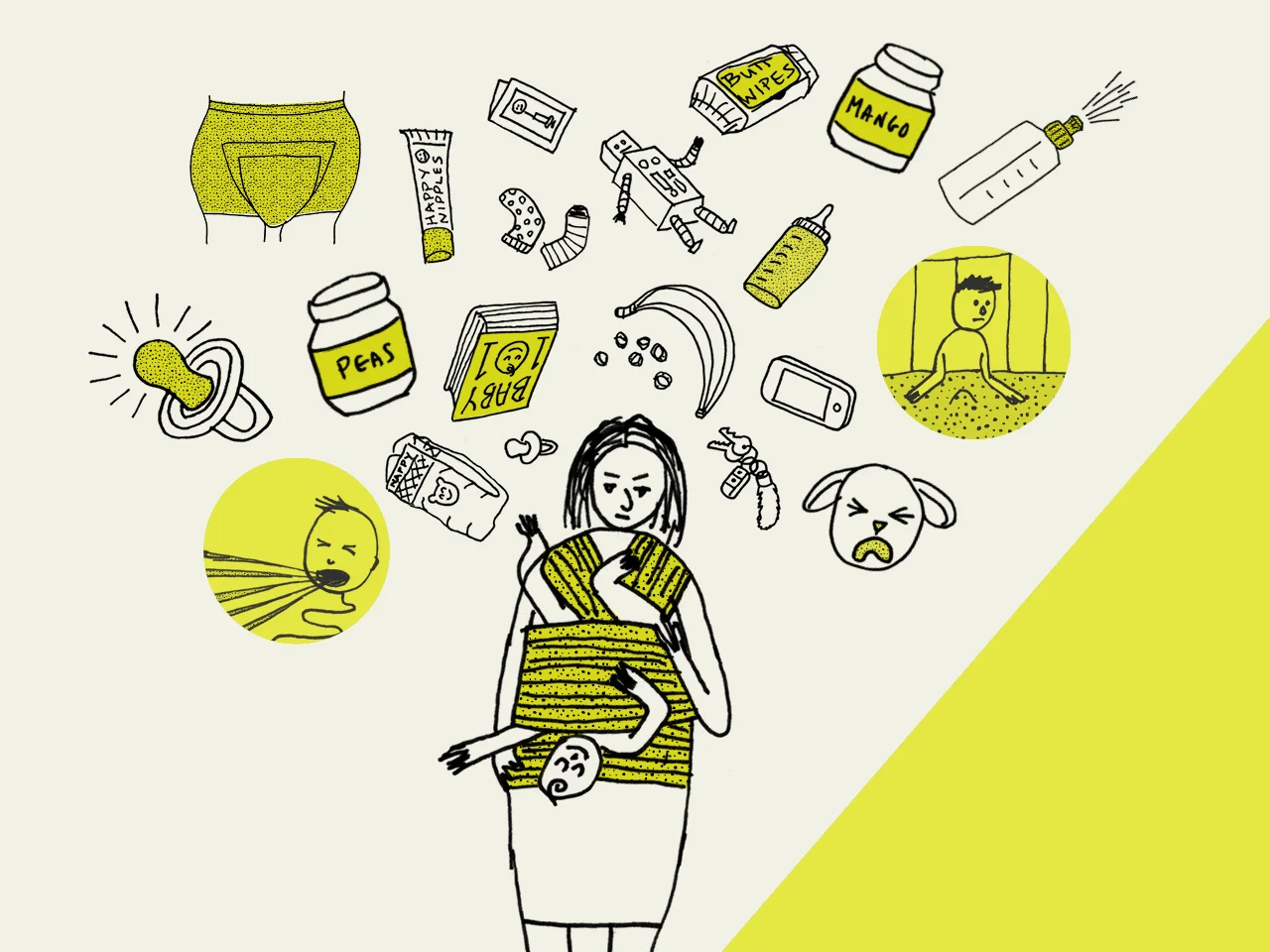 You bought all the books. You went to the prenatal classes. You listened to a whole lot of advice. All those Facebook friends posting pics of their adorable babies make it look so easy, right? Read full article here Co-produced with Ariel Brewster Art direction: me Illustrations: Anthony Swaneveld
