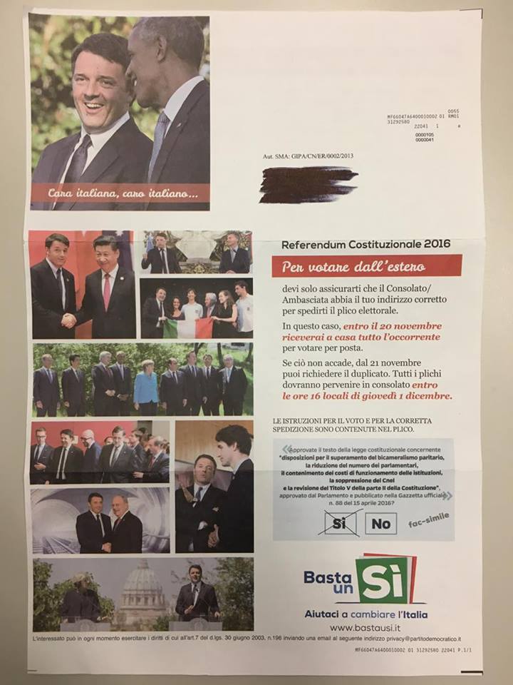 Lettera ricevuta da un lavoratore italiano residente in Svizzera
