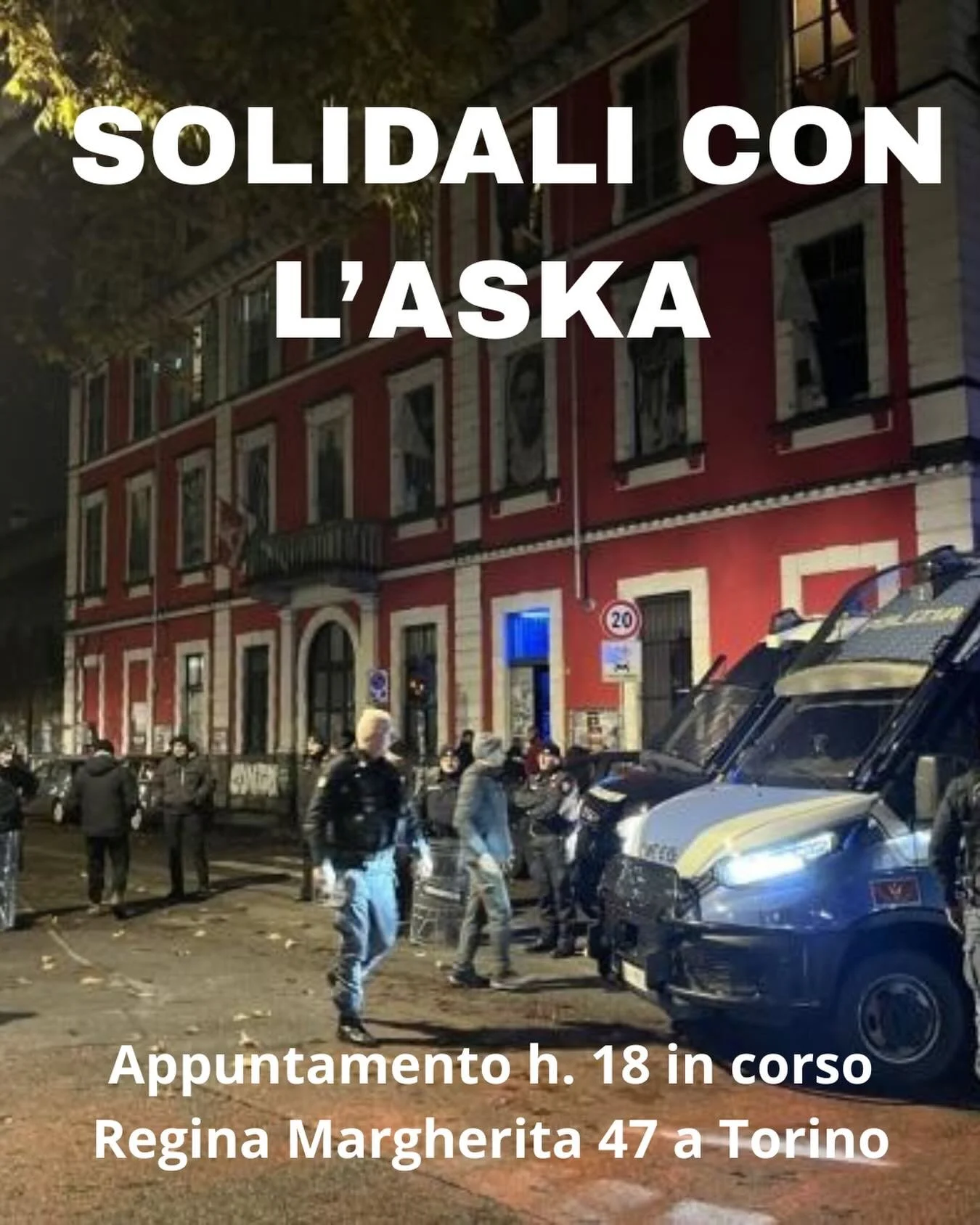 Continua la campagna del governo Meloni per eliminare manu militari ogni voce fuori dal suo coro. Oggi &egrave; toccato all&rsquo;Askatasuna di Torino. Ma si illudono se pensano che uno sgombero possa chiudere la bocca alle persone. Si illudono e si 