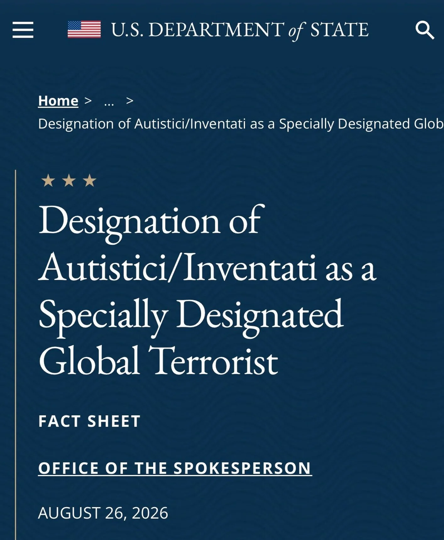LA REPRESSIONE POLITICA DELL&rsquo;AMMINISTRAZIONE TRUMP SBARCA IN ITALIA
COLLETTIVO AUTISTICI/INVENTATI SANZIONATO DAGLI USA

No, non &egrave; una fake news o uno scherzo di cattivo gusto, ma &egrave; una triste realt&agrave; dei tempi che corrono: 