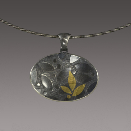 Leaf Pendant sterling silver, gold