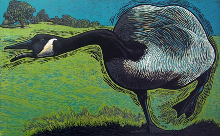Taliesen Goose reduction woodcut 34 x 52 EDITION SOLD OUT