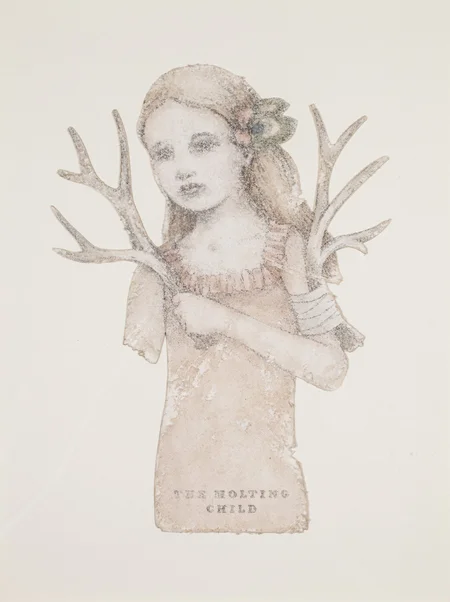 The Molting Child SOLD solvent transfer, acrylic, bristol paper 6 x 8